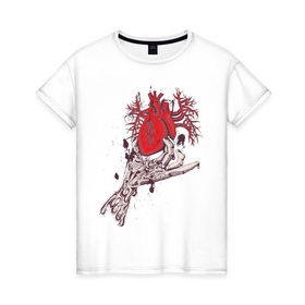 Женская футболка хлопок с принтом Механическое сердце в Курске, 100% хлопок | прямой крой, круглый вырез горловины, длина до линии бедер, слегка спущенное плечо | любовь | сердце | сердце в руке
