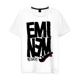 Мужская футболка хлопок с принтом Eminem recovery в Курске, 100% хлопок | прямой крой, круглый вырез горловины, длина до линии бедер, слегка спущенное плечо. | хип хоп