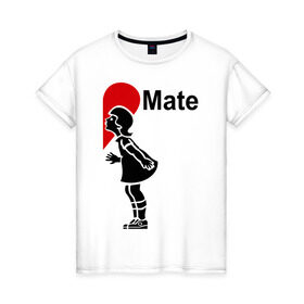 Женская футболка хлопок с принтом Soul Mate (родная душа). в Курске, 100% хлопок | прямой крой, круглый вырез горловины, длина до линии бедер, слегка спущенное плечо | для влюбленных | для двоих | любовь | парные | половинка | сердечко | сердце