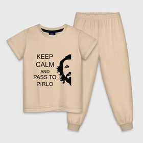 Детская пижама хлопок с принтом Keep calm and pass to Pirlo в Курске, 100% хлопок |  брюки и футболка прямого кроя, без карманов, на брюках мягкая резинка на поясе и по низу штанин
 | мяч | пасуй | передача | пирло | спорт | спортивные | спортсмен | футбол | футболист