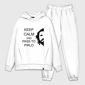 Мужской костюм хлопок OVERSIZE с принтом Keep calm and pass to Pirlo в Курске,  |  | мяч | пасуй | передача | пирло | спорт | спортивные | спортсмен | футбол | футболист