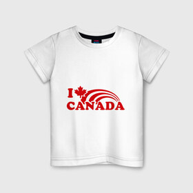 Детская футболка хлопок с принтом I love canada. в Курске, 100% хлопок | круглый вырез горловины, полуприлегающий силуэт, длина до линии бедер | Тематика изображения на принте: 
