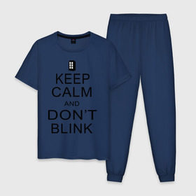 Мужская пижама хлопок с принтом Dont blink в Курске, 100% хлопок | брюки и футболка прямого кроя, без карманов, на брюках мягкая резинка на поясе и по низу штанин
 | Тематика изображения на принте: dont blink | keep calm | телефонная будка