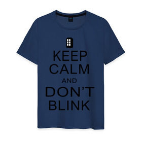 Мужская футболка хлопок с принтом Don`t blink в Курске, 100% хлопок | прямой крой, круглый вырез горловины, длина до линии бедер, слегка спущенное плечо. | Тематика изображения на принте: dont blink | keep calm | телефонная будка