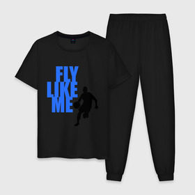 Мужская пижама хлопок с принтом Fly like me. в Курске, 100% хлопок | брюки и футболка прямого кроя, без карманов, на брюках мягкая резинка на поясе и по низу штанин
 | basketball | баскетбол | баскетболист | спорт