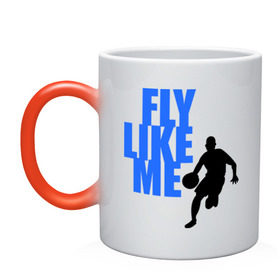 Кружка хамелеон с принтом Fly like me. в Курске, керамика | меняет цвет при нагревании, емкость 330 мл | basketball | баскетбол | баскетболист | спорт