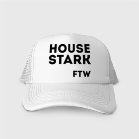 Кепка тракер с сеткой с принтом House Stark FTW в Курске, трикотажное полотно; задняя часть — сетка | длинный козырек, универсальный размер, пластиковая застежка | game of thrones | дом старков | игра престолов | игры престолов | сериал