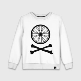 Детский свитшот хлопок с принтом Bicycle в Курске, 100% хлопок | круглый вырез горловины, эластичные манжеты, пояс и воротник | bicycle | две кости | колесо | колесо от велосипеда | кости | кости с колесом | перекошенные кости