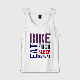 Женская майка хлопок с принтом Bike eat sleep repeat в Курске, 95% хлопок, 5% эластан |  | bicycle | bike | bike eat sleep repeat | eat | repeat | sleep | велик | велосипед | велосипедист