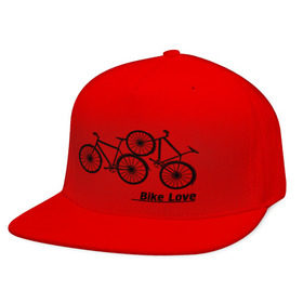 Кепка снепбек с прямым козырьком с принтом Bike Love в Курске, хлопок 100% |  | Тематика изображения на принте: bike love | байкерам | велосипеды | для байкеров | для мотоциклистов | мотоциклистам