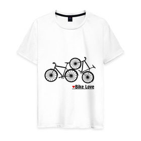 Мужская футболка хлопок с принтом Bike Love в Курске, 100% хлопок | прямой крой, круглый вырез горловины, длина до линии бедер, слегка спущенное плечо. | Тематика изображения на принте: bike love | байкерам | велосипеды | для байкеров | для мотоциклистов | мотоциклистам