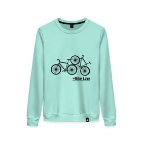 Женский свитшот хлопок с принтом Bike Love в Курске, 100% хлопок | прямой крой, круглый вырез, на манжетах и по низу широкая трикотажная резинка  | bike love | байкерам | велосипеды | для байкеров | для мотоциклистов | мотоциклистам