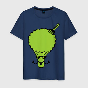 Мужская футболка хлопок с принтом Брокколи в Курске, 100% хлопок | прямой крой, круглый вырез горловины, длина до линии бедер, слегка спущенное плечо. | Тематика изображения на принте: еда | капуста | овощ | прикольные картинки