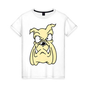 Женская футболка хлопок с принтом Злой пес в Курске, 100% хлопок | прямой крой, круглый вырез горловины, длина до линии бедер, слегка спущенное плечо | бульдог | бультерьер | домашнее животное | животное | злой пес | пес | собака