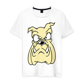 Мужская футболка хлопок с принтом Злой пес в Курске, 100% хлопок | прямой крой, круглый вырез горловины, длина до линии бедер, слегка спущенное плечо. | бульдог | бультерьер | домашнее животное | животное | злой пес | пес | собака