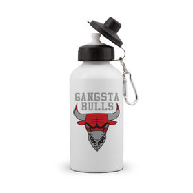 Бутылка спортивная с принтом Gangsta bulls в Курске, металл | емкость — 500 мл, в комплекте две пластиковые крышки и карабин для крепления | bshirts | bulls | cihago bulls | gangsta bulls | swag | sweg | бык | красный бык | сваг | свег | чикаго булс