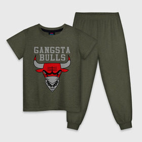 Детская пижама хлопок с принтом Gangsta bulls в Курске, 100% хлопок |  брюки и футболка прямого кроя, без карманов, на брюках мягкая резинка на поясе и по низу штанин
 | bshirts | bulls | cihago bulls | gangsta bulls | swag | sweg | бык | красный бык | сваг | свег | чикаго булс