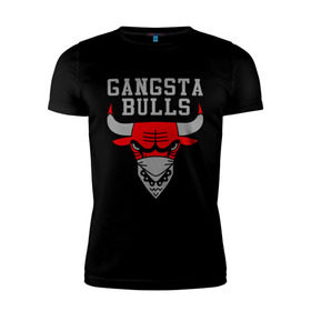 Мужская футболка премиум с принтом Gangsta bulls в Курске, 92% хлопок, 8% лайкра | приталенный силуэт, круглый вырез ворота, длина до линии бедра, короткий рукав | bshirts | bulls | cihago bulls | gangsta bulls | swag | sweg | бык | красный бык | сваг | свег | чикаго булс