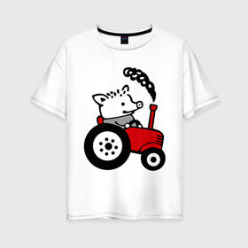 Женская футболка хлопок Oversize с принтом Поросенок Петр в Курске, 100% хлопок | свободный крой, круглый ворот, спущенный рукав, длина до линии бедер
 | интернет приколы | поросенок петр | приколы