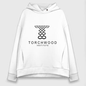 Женское худи Oversize хлопок с принтом Torchwood Institute в Курске, френч-терри — 70% хлопок, 30% полиэстер. Мягкий теплый начес внутри —100% хлопок | боковые карманы, эластичные манжеты и нижняя кромка, капюшон на магнитной кнопке | Тематика изображения на принте: doctor | doctor who | torchwood | доктор | доктор кто | торчвуд