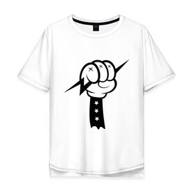 Мужская футболка хлопок Oversize с принтом Volt Hand в Курске, 100% хлопок | свободный крой, круглый ворот, “спинка” длиннее передней части | swag | вольт | мультик | сваг | свэг