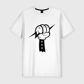 Мужская футболка премиум с принтом Volt Hand в Курске, 92% хлопок, 8% лайкра | приталенный силуэт, круглый вырез ворота, длина до линии бедра, короткий рукав | swag | вольт | мультик | сваг | свэг