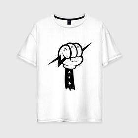Женская футболка хлопок Oversize с принтом Volt Hand в Курске, 100% хлопок | свободный крой, круглый ворот, спущенный рукав, длина до линии бедер
 | swag | вольт | мультик | сваг | свэг