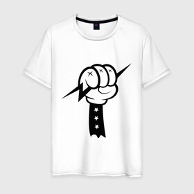 Мужская футболка хлопок с принтом Volt Hand в Курске, 100% хлопок | прямой крой, круглый вырез горловины, длина до линии бедер, слегка спущенное плечо. | Тематика изображения на принте: swag | вольт | мультик | сваг | свэг