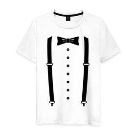 Мужская футболка хлопок с принтом Gentleman в Курске, 100% хлопок | прямой крой, круглый вырез горловины, длина до линии бедер, слегка спущенное плечо. | галстук | костюм | одежда | подтяжки | рубашка