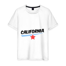 Мужская футболка хлопок с принтом California в Курске, 100% хлопок | прямой крой, круглый вырез горловины, длина до линии бедер, слегка спущенное плечо. | америка | география | калифорния | политические | сша | штаты