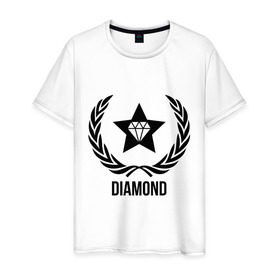 Мужская футболка хлопок с принтом Diamond Star в Курске, 100% хлопок | прямой крой, круглый вырез горловины, длина до линии бедер, слегка спущенное плечо. | bshirts | swag | алмаз | бриллиант | драгоценности | камень | сваг | свэг
