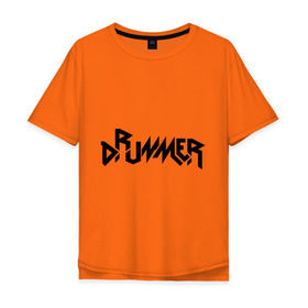 Мужская футболка хлопок Oversize с принтом Drummer в Курске, 100% хлопок | свободный крой, круглый ворот, “спинка” длиннее передней части | Тематика изображения на принте: rock | барабанщик | музыка | музыкант | рок группа | ударные