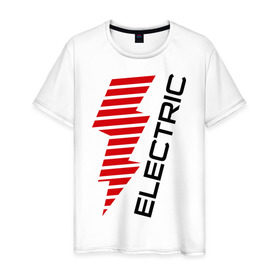Мужская футболка хлопок с принтом Electric Line в Курске, 100% хлопок | прямой крой, круглый вырез горловины, длина до линии бедер, слегка спущенное плечо. | club | dance | electronic | клуб | клубная музыка | клубняк | тусовка | электронная музыка