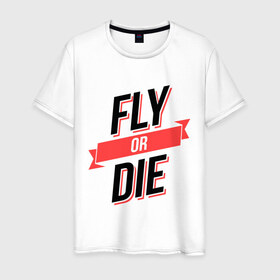 Мужская футболка хлопок с принтом Fly or Die в Курске, 100% хлопок | прямой крой, круглый вырез горловины, длина до линии бедер, слегка спущенное плечо. | fod | swag | или умри | летай | лети | сваг | свэг