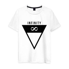 Мужская футболка хлопок с принтом Infinity Triangle в Курске, 100% хлопок | прямой крой, круглый вырез горловины, длина до линии бедер, слегка спущенное плечо. | infinity | infinity triangle | swag | triangle | бесконечность | инфинити | свег | треугольник