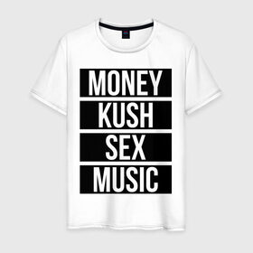 Мужская футболка хлопок с принтом MKSM в Курске, 100% хлопок | прямой крой, круглый вырез горловины, длина до линии бедер, слегка спущенное плечо. | bshirts | kush | mksm | money | music