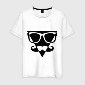 Мужская футболка хлопок с принтом Moustache Triangle в Курске, 100% хлопок | прямой крой, круглый вырез горловины, длина до линии бедер, слегка спущенное плечо. | 