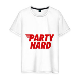 Мужская футболка хлопок с принтом Party Hard в Курске, 100% хлопок | прямой крой, круглый вырез горловины, длина до линии бедер, слегка спущенное плечо. | hard | party | party hard | swag | sweg | сваг