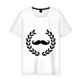 Мужская футболка хлопок с принтом Win Moustaches в Курске, 100% хлопок | прямой крой, круглый вырез горловины, длина до линии бедер, слегка спущенное плечо. | 