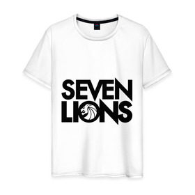 Мужская футболка хлопок с принтом 7 Lions в Курске, 100% хлопок | прямой крой, круглый вырез горловины, длина до линии бедер, слегка спущенное плечо. | seven lions | лев | львы | семь | семь львов