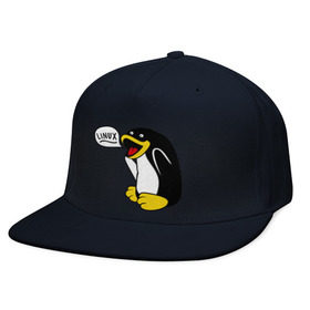 Кепка снепбек с прямым козырьком с принтом Пингвин: Linux в Курске, хлопок 100% |  | пингвин