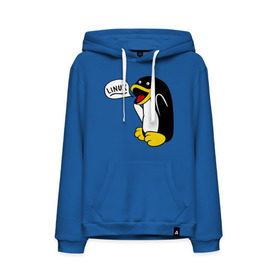 Мужская толстовка с принтом Пингвин: Linux в Курске, френч-терри, мягкий теплый начес внутри (100% хлопок) | карман-кенгуру, эластичные манжеты и нижняя кромка, капюшон с подкладом и шнурком | пингвин