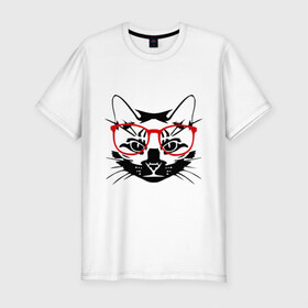 Мужская футболка премиум с принтом Котэ в Курске, 92% хлопок, 8% лайкра | приталенный силуэт, круглый вырез ворота, длина до линии бедра, короткий рукав | домашний животные | животные | котэ | кошка в очках | кошки