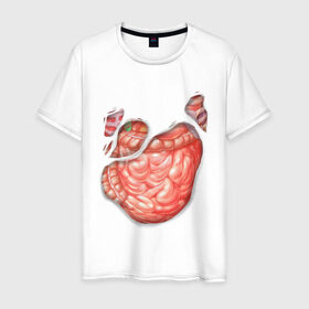 Мужская футболка хлопок с принтом Внутренности в Курске, 100% хлопок | прямой крой, круглый вырез горловины, длина до линии бедер, слегка спущенное плечо. | anatomy | guts | internal organs | torn t shirt | анатомия | внутренности | кишки | органы