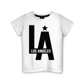 Детская футболка хлопок с принтом Los Angeles Star в Курске, 100% хлопок | круглый вырез горловины, полуприлегающий силуэт, длина до линии бедер | la | la style | los andgeles | los angeles | rnd | star | usa | америка | город ангелов | города | лос анджелес | лос анжелес | лосанджелес | лосанжелес | рэп | страны | сша | штаты