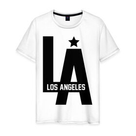 Мужская футболка хлопок с принтом Los Angeles Star в Курске, 100% хлопок | прямой крой, круглый вырез горловины, длина до линии бедер, слегка спущенное плечо. | la | la style | los andgeles | los angeles | rnd | star | usa | америка | город ангелов | города | лос анджелес | лос анжелес | лосанджелес | лосанжелес | рэп | страны | сша | штаты