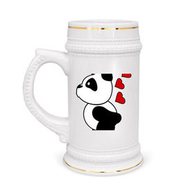 Кружка пивная с принтом Поцелуй панды (парная) в Курске,  керамика (Материал выдерживает высокую температуру, стоит избегать резкого перепада температур) |  объем 630 мл | Тематика изображения на принте: панда