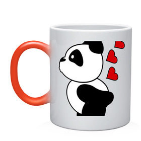 Кружка хамелеон с принтом Поцелуй панды (парная) в Курске, керамика | меняет цвет при нагревании, емкость 330 мл | Тематика изображения на принте: панда