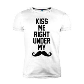 Мужская футболка премиум с принтом Kiss me в Курске, 92% хлопок, 8% лайкра | приталенный силуэт, круглый вырез ворота, длина до линии бедра, короткий рукав | 