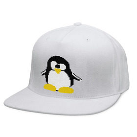 Кепка снепбек с прямым козырьком с принтом Битовый пингвин Linux в Курске, хлопок 100% |  | Тематика изображения на принте: админам | компьютерные | линукс | операционная система | ос
